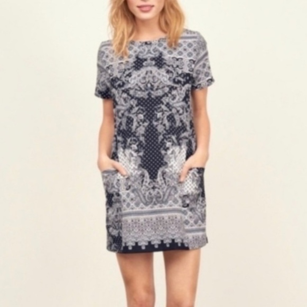 Abercrombie paisley pattern shift dress with pockets, size S, EUC
